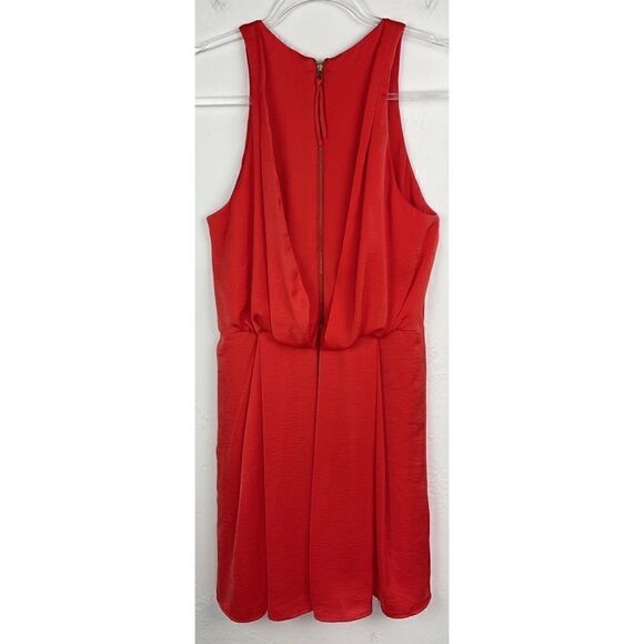 Rebecca Taylor Red Orange Pleated Sleeveless Fit and Flare Dress 2 - Picture 6 of 7